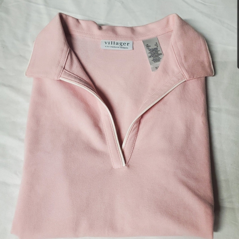Liz Claiborne Villager Top Womens Small Pink T-shirt Short Sleeve